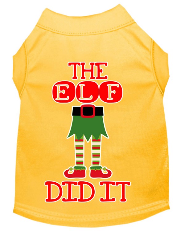 The Elf Did It Screen Print Dog Shirt Yellow XXL